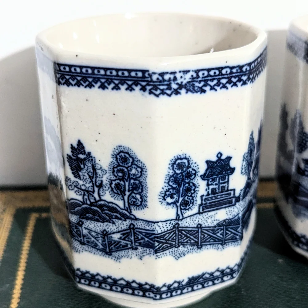 Set of 2 Pier 1 Japanese Tea Cups Pier 1 Willow Tea Cups Pier 1 Japanese Willow